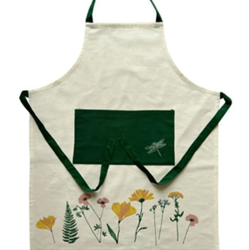 Botanical Dragonfly Apron - Painted Embroidered Cotton BNWT RETIRED 2022